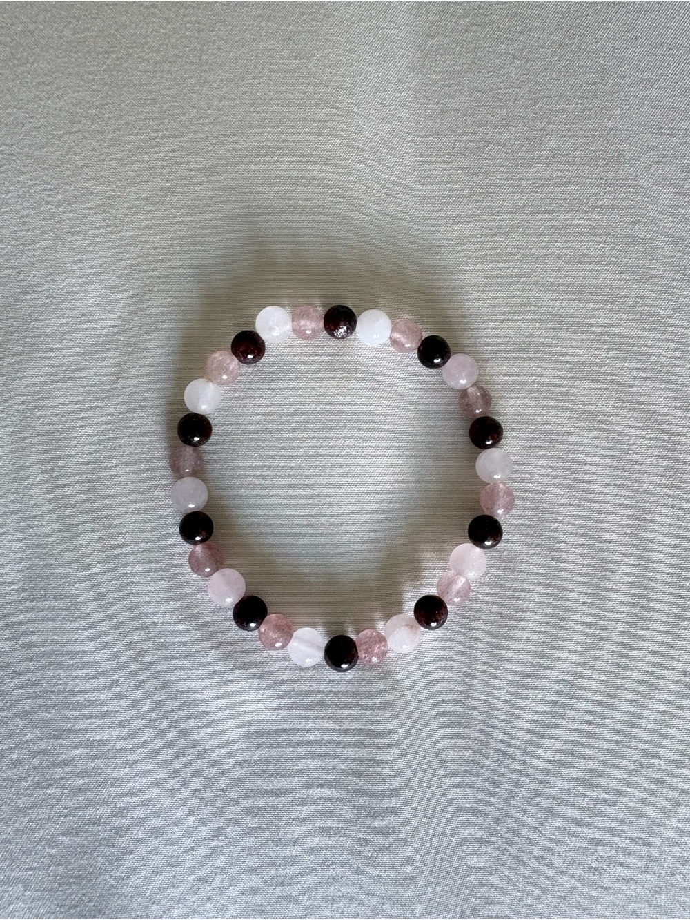 Rose Quartz and Garnet Bead Stretch Bracelet - Women Jewelry